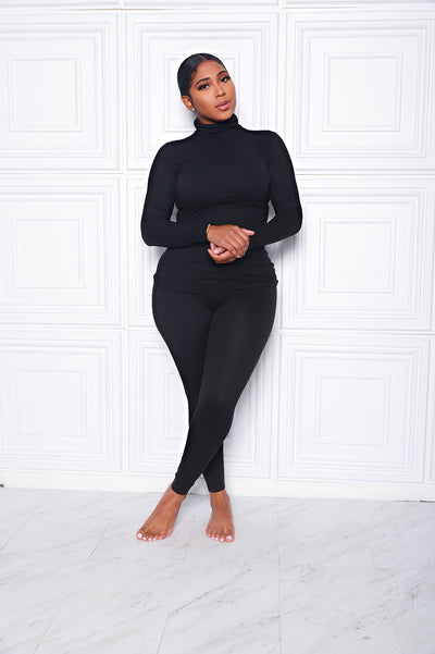 Oh So Basic Set | Black 2 piece Turtle Neck Set