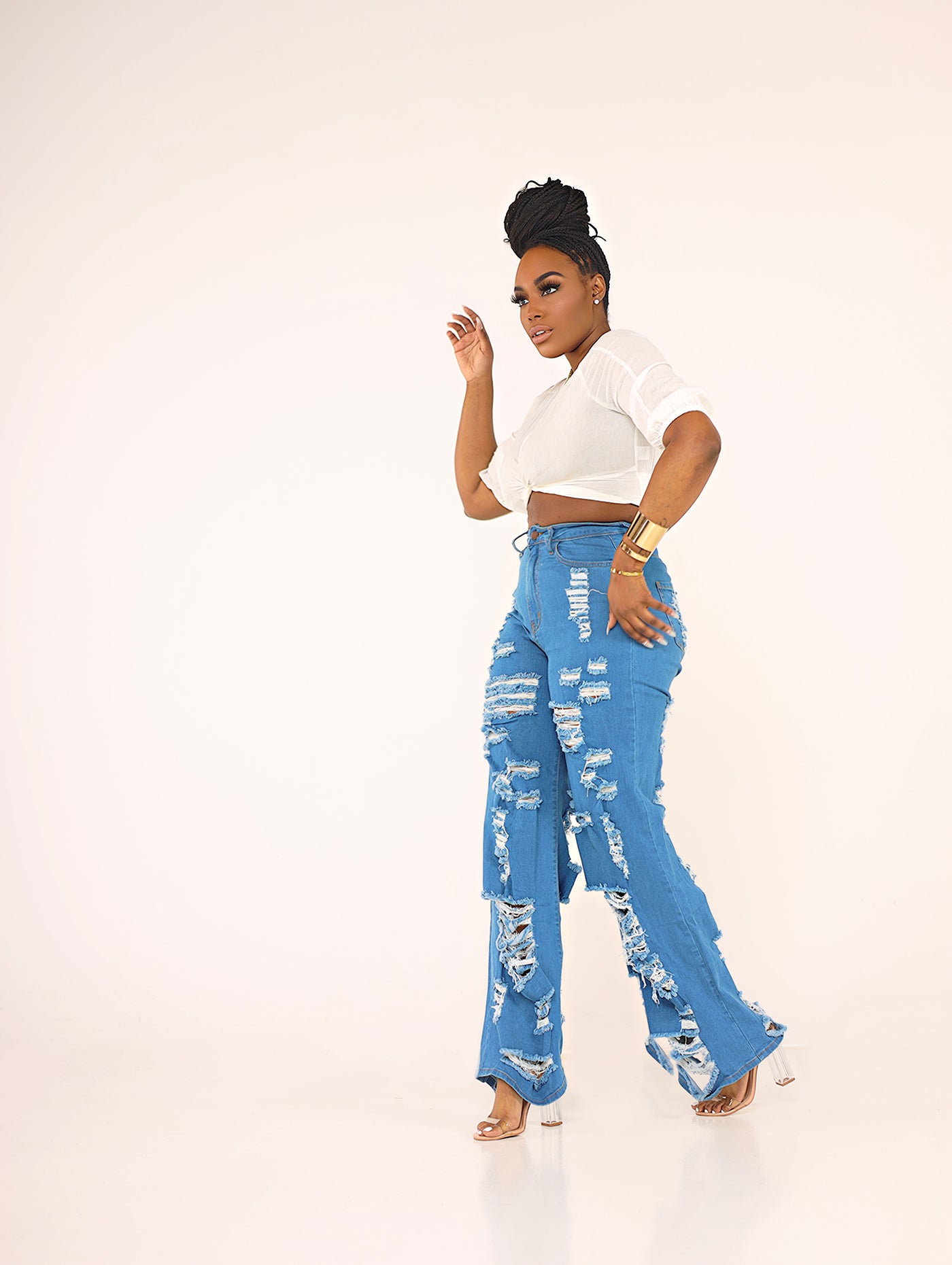 Giving Action Jeans| Distress Denim Jeans