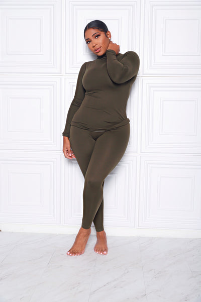 Oh So Basic Set | Olive 2 piece Turtle Neck Set