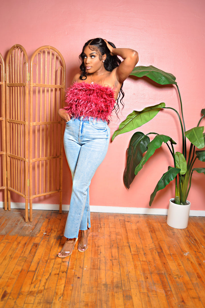 Furr Fab Top| Feather Tube Top – Shop Royal Pink