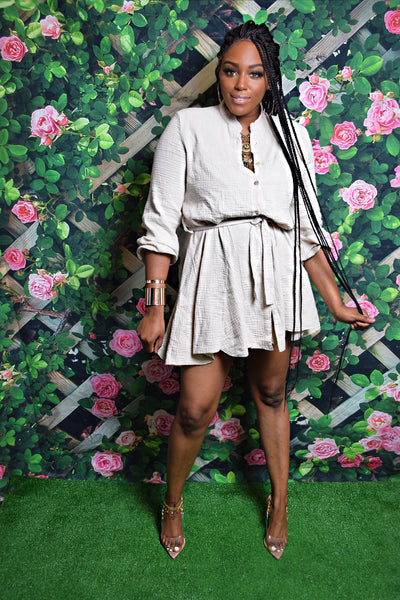 Nomi Flare Dress| Nude Fit&Flare Shirt Dress