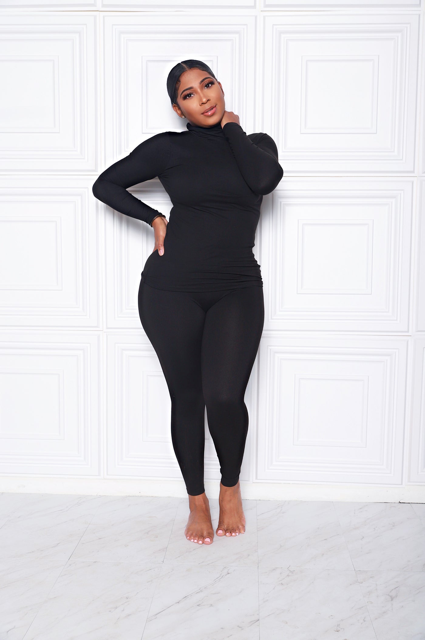Oh So Basic Set | Black 2 piece Turtle Neck Set