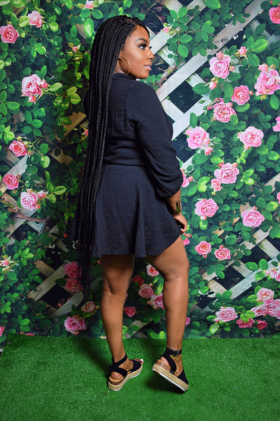 Nomi Flare Dress| Black Fit&Flare Shirt Dress