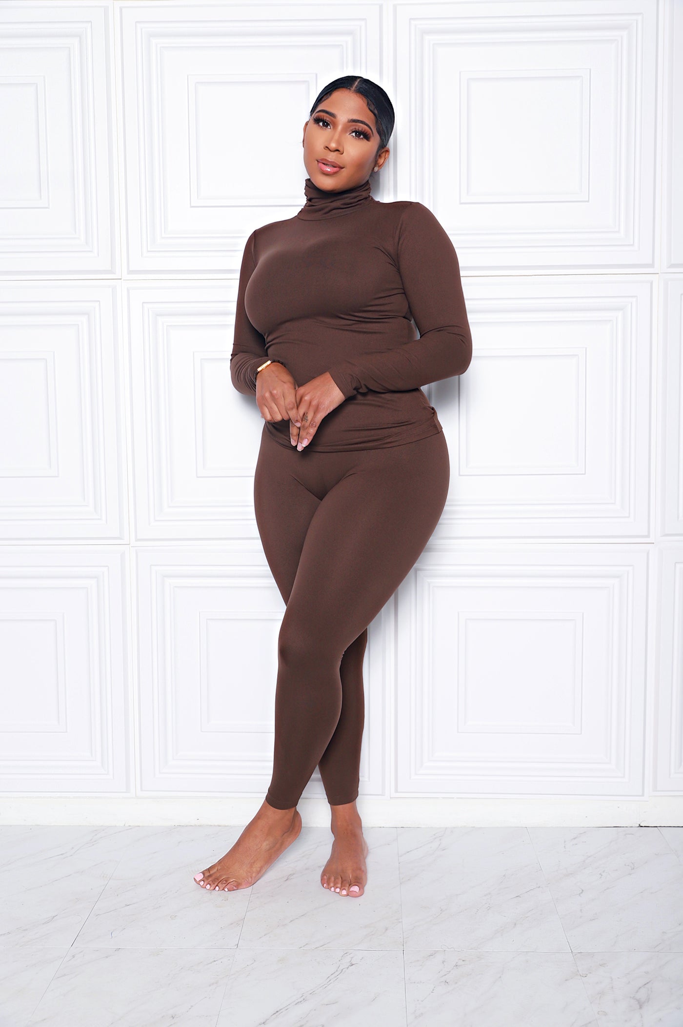 Oh So Basic Set | Espresso 2 piece Turtle Neck Set