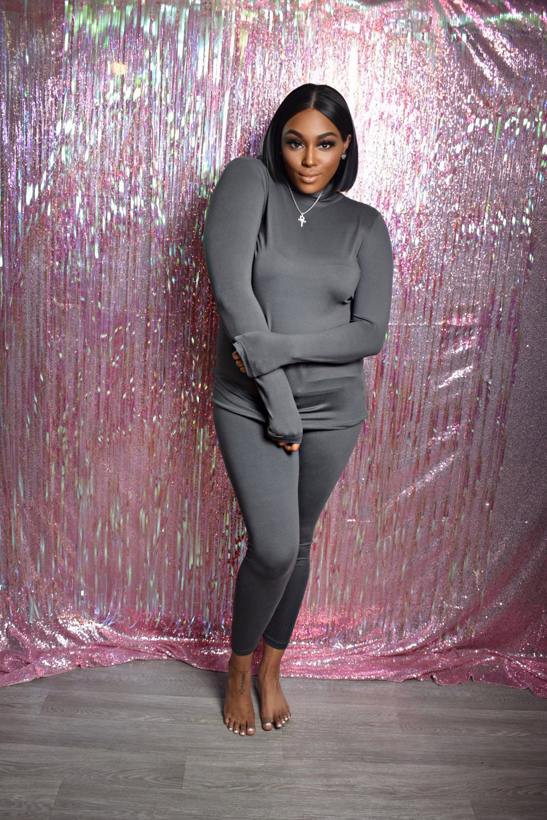 Oh So Basic Set | Ash Gray 2 piece Turtle Neck Set