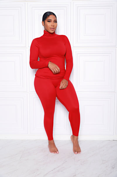 Oh So Basic Set | Ruby Red 2 piece Turtle Neck Set