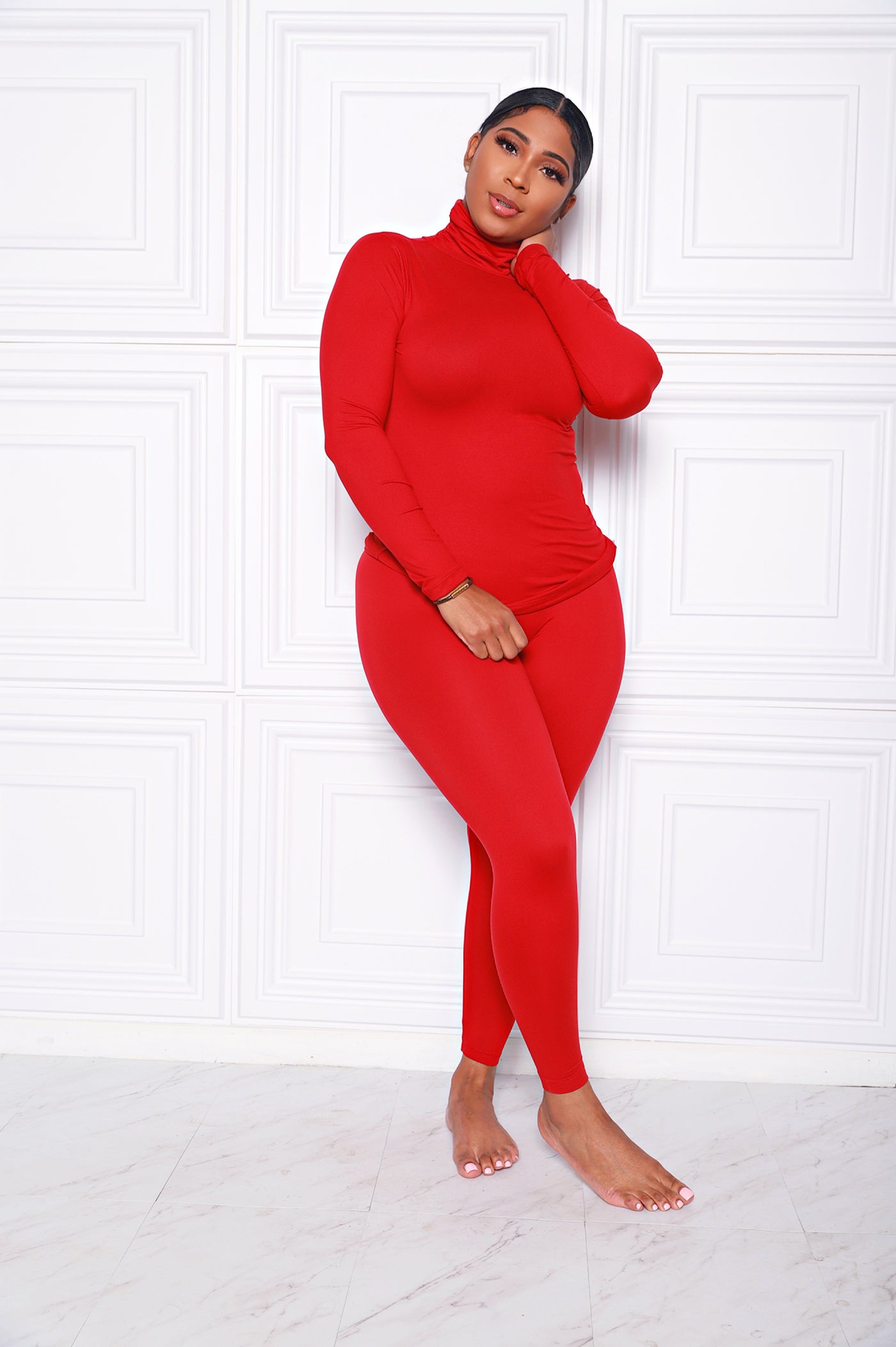 Oh So Basic Set | Ruby Red 2 piece Turtle Neck Set